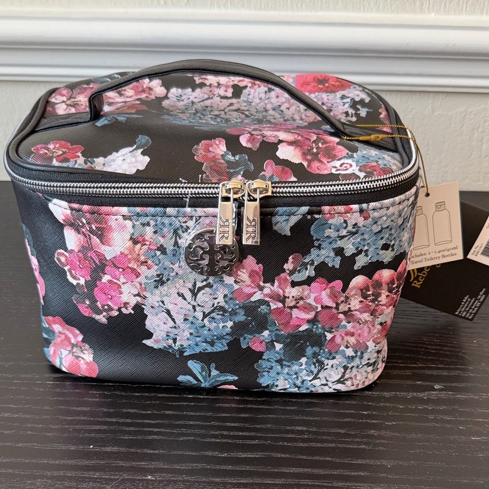 Rebecca & Rifka Floral Cosmetic Bag NWT Makeup Travel Case w Handle Toiletry Org